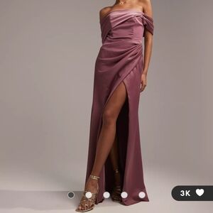 Orchid Evening Dress, Off-shoulder, Maxi with Slit